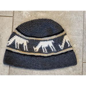 New Handknit Alpaca Wool Beanie Hat Gray Alpacas Winter